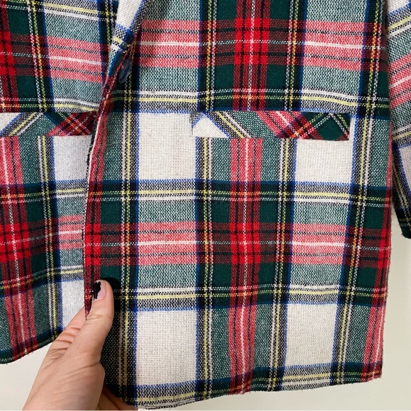 Chad Stevens tartan ivory plaid Christmas blazer open women’s small - Picture 4 of 12